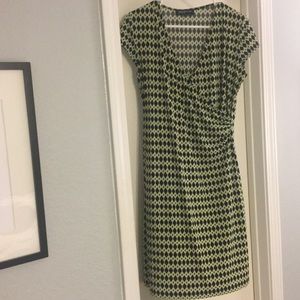 Green and black work dress